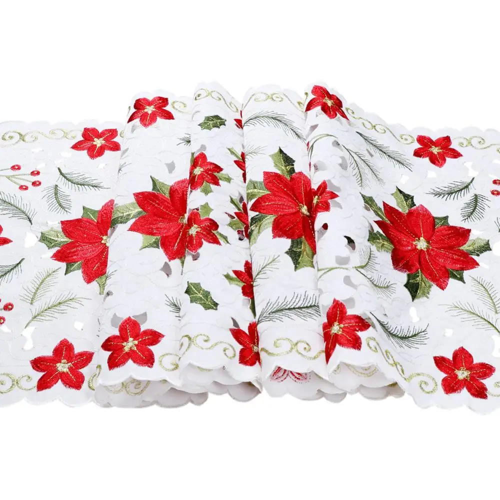 Теплая Рождественская скатерть с вышитыми цветами рождественские вечерние