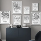 Карта городов мира Wall Art Токио Нью-Йорк Рим холст для живописи плакат и печать рисунка для Гостиная Спальня Современный домашний декор