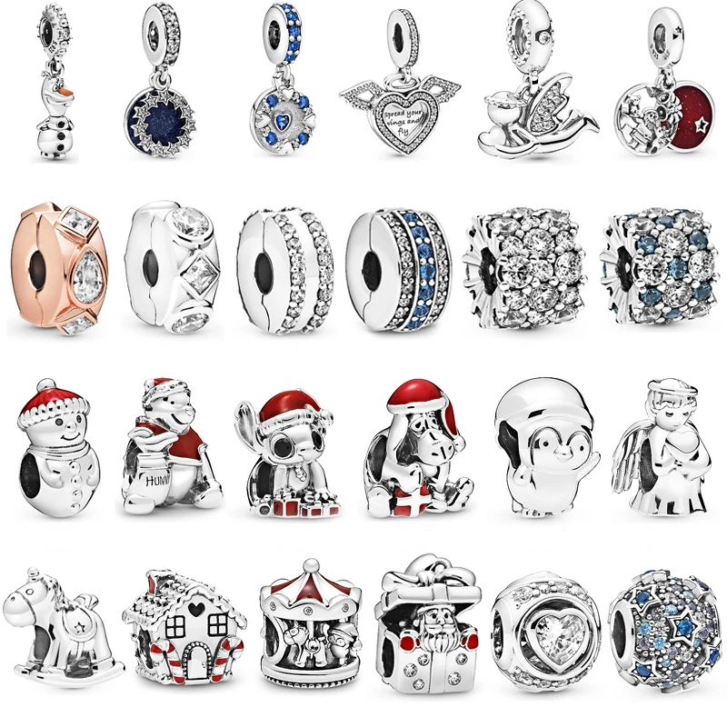 

New Fashion Charm Original Love Wings Angel Snowman Snow House Beads Suitable for Original Pandora Ladies Bracelet Jewelry Gift