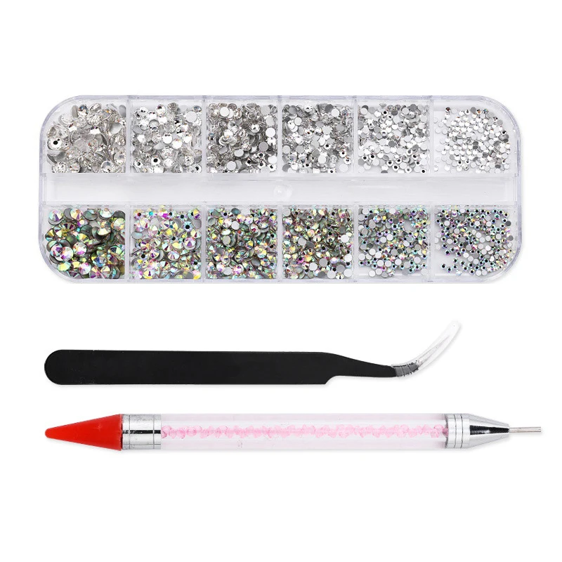 

Crystals AB Nail Art Rhinestones Decorations Nail Stones for Nail Art Supplies and Clear Crystal Rhinestones with Tools