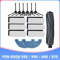 for osoji 680 870 950 990 robotic vacuum cleaner spare parts main rubber rolling brush side brushes hepa filter mop cloth rag
