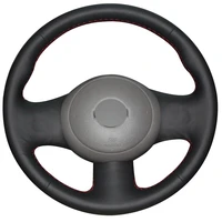 diy personalized super soft black synthetic leather car steering wheel cover for nissan march sunny versa 2013 almera
