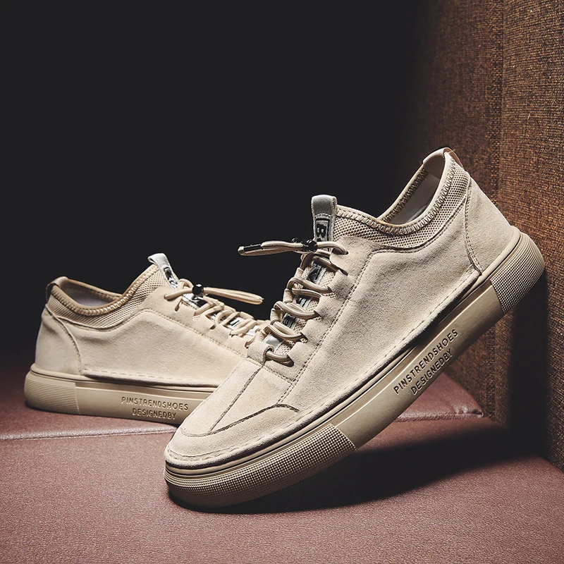 beige Трендовые мужские кроссовки из натуральной кожи; Повседневная модная мужская обувь на шнуровке; уличная удобная обувь для отдыха, увеличивающая рост; s5 - Цвет: beige