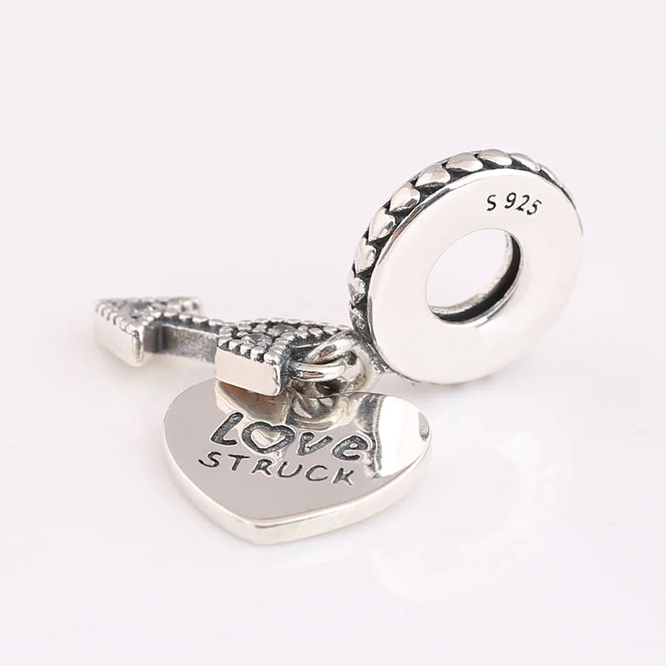 

Authentic S925 Silver Love Struck With Crystal Pendant Hanging Bead Charm for Women Bracelet Bangle DIY Jewelry