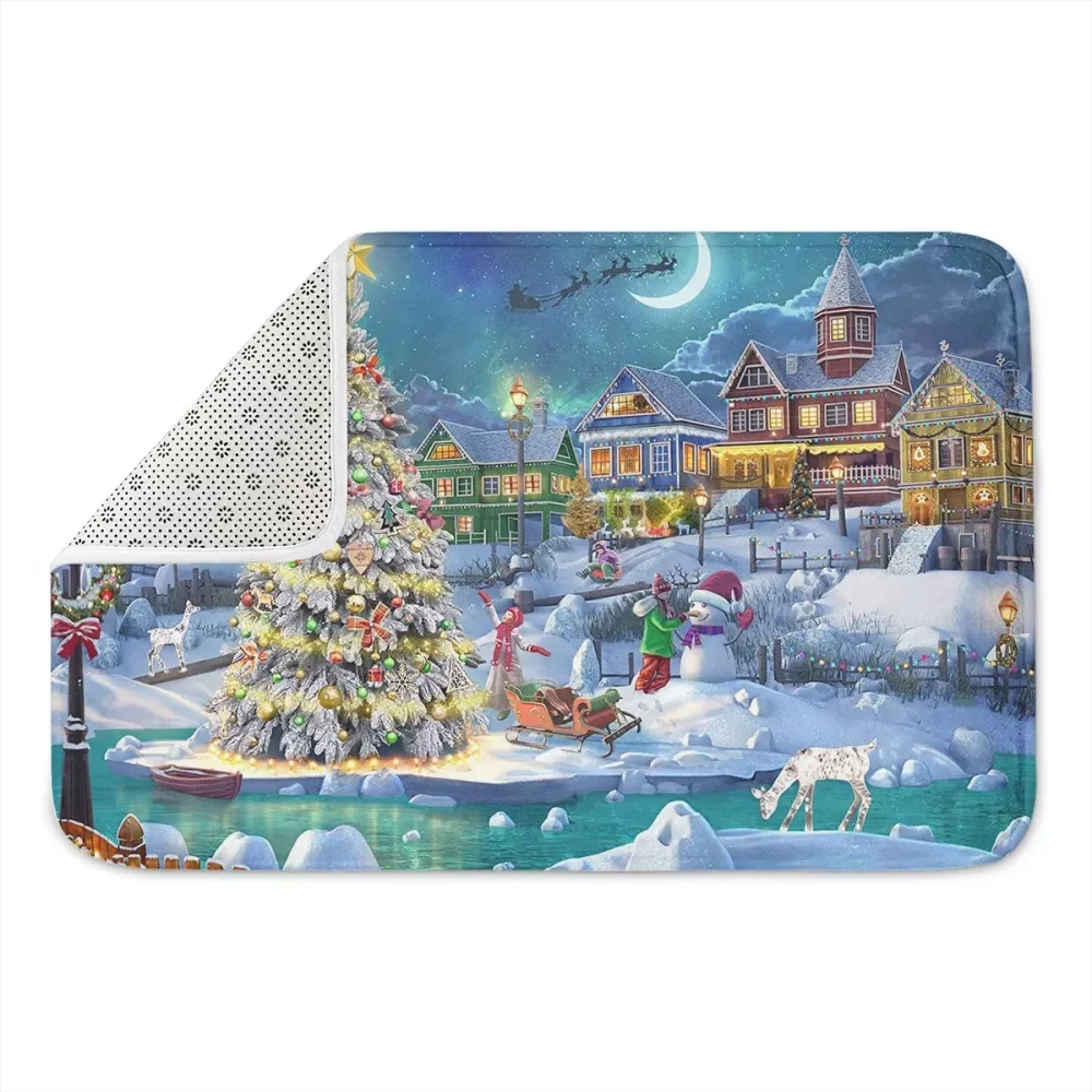 Противоскользящий коврик с принтом снеговика рождественской елки оленя для