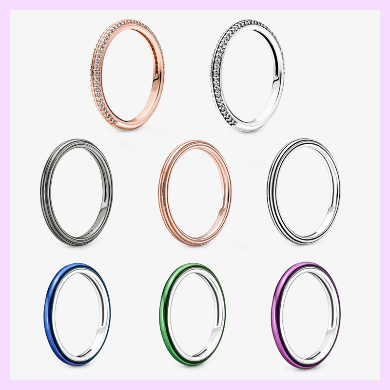 

2021 New Arrival ME Shocking Purple Ring 925 Sterling Silver Pavé Rings Women ME Electric Blue Ring Birthday Jewelry Gift