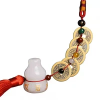 five emperors money white jade gourd pendant enhances luck settle down wealth safety and good luck