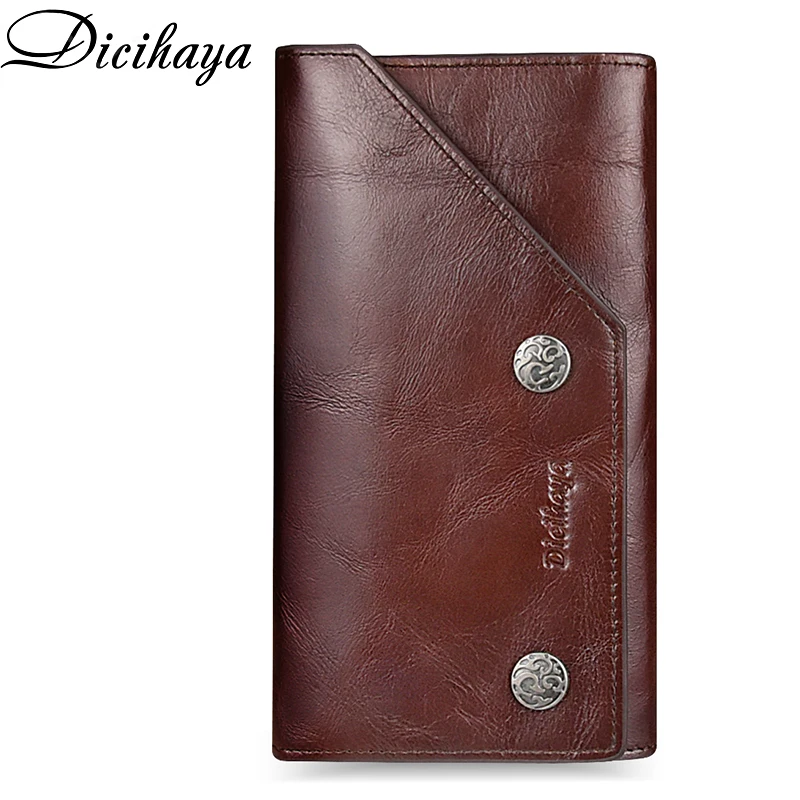 

DICIHAYA Genuine Leather Wallet Casual Men Coin Purse Long Card Holder PORTFOLIO Portomonee Male Walet For Friend Money Bag