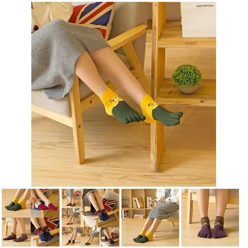 Лидер продаж 1 пара Мягкие Носки с рисунком кота для женщин и девочек пять пальцы