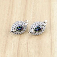 silver 925 jewelry mystic rainbow fire cubic zirconia earrings white cz earring for women free gift box