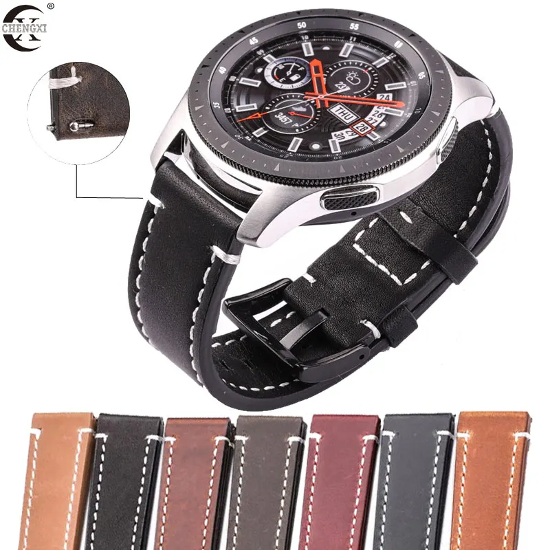 

Vintage Genuine Leather Band For Samsung Galaxy 46mm 42mm Active 2 Gear S3 Frontier Huawei Watch GT 2E Strap Amazfit Bip 40 44