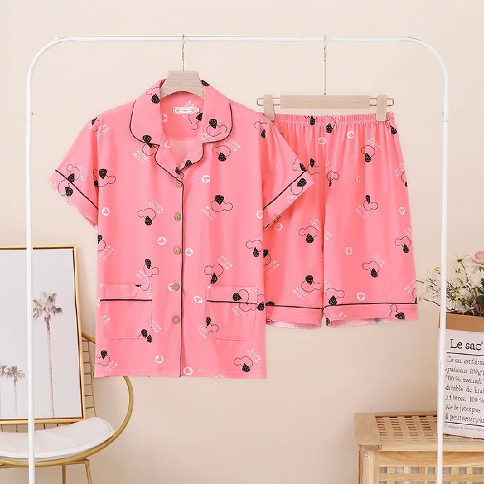 

Women Comfortable Pyjamas Plus Size 5XL 6XL 7XL Short Sleeve Casual Homewear Spring Summer Pajama Sets Full Cotton Sleepwear Set