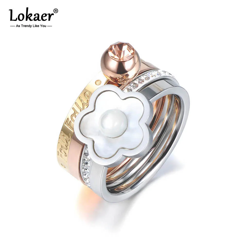 Lokaer классическое Ювелирное кольцо из нержавеющей стали с цветком сливы и