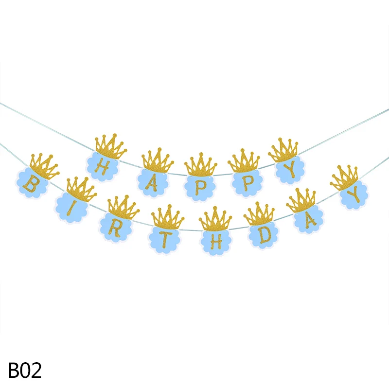 B02-1pcs С днем рождения ручной работы бумажные флаги Бантинг Баннер для детей день рождения ребенка душ макет украшения Bnaner гирлянды поставки - Цвет: B02-1pcs