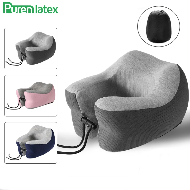 PurenLatex Memory Foam U shape Подушка для путешествий для самолета затылочный шейный подушку с замком медленная отскока амортизирующая подставка
