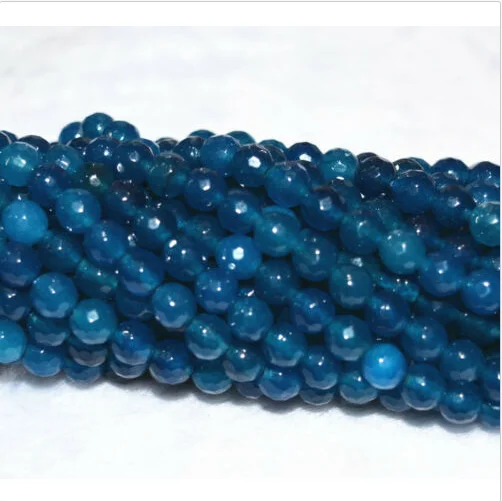 Новые 6 мм граненые синие чернила Апатит Круглые драгоценные камни россыпью