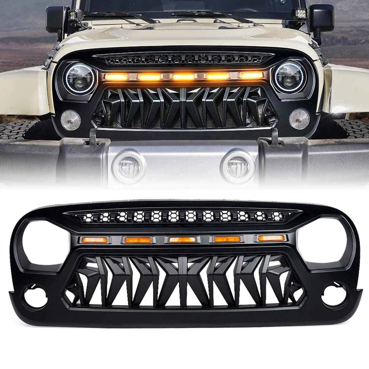FRONT GRILLE For JEEP WRANGLER JK accessories 4x4 offroad grille with light factory
