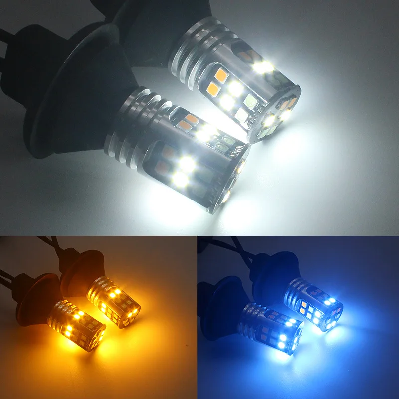 

2pcs 1156 ba15s bau15s 3156 7440 T20 Led DRL Daytime Running Light with Auto Amber Turn Signal Lamp LED Signals Car Lights