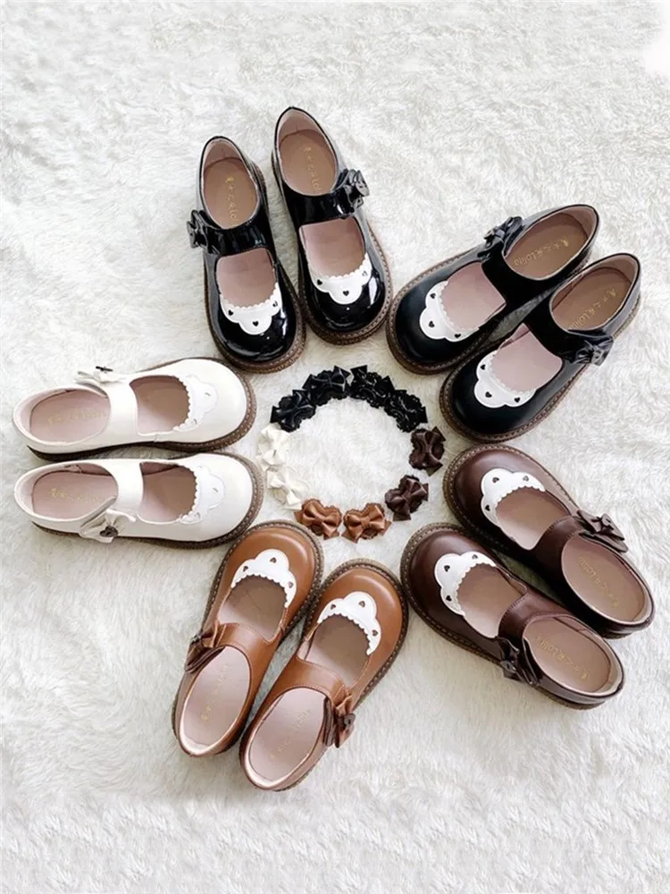 

New Lolita Shoes Women Low Heel Round Big Head Bowknot Ulzzang Shoes Japanese Platform Vintage Loli Shoes Harajuku Mary Jane