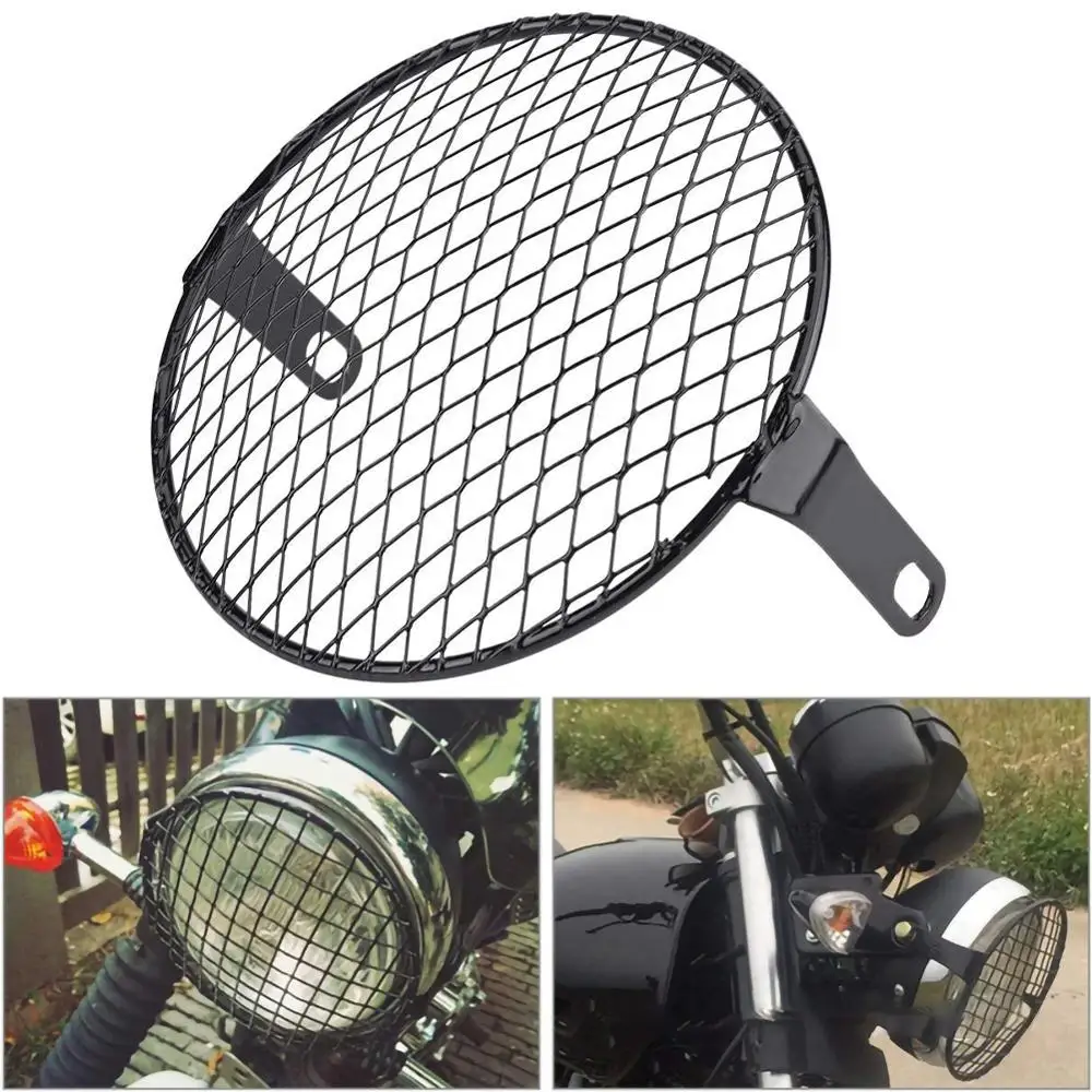 Universal Motorcycle Headlight Protector Grille Guard Cover 7 inch Metal Protection Mesh Grill Side Light Lamp Mount | Автомобили и