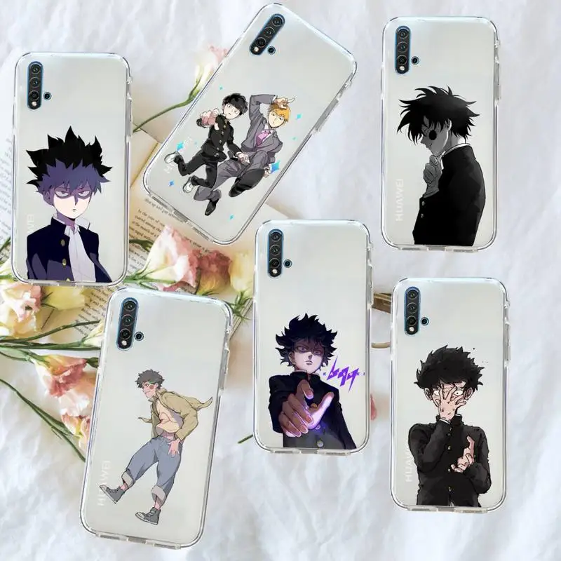 

Mob Psycho 100 Japan anime Phone Case Transparent for Huawei honor P mate 40 20 30 10 50 i 9 x mate pro lite 8a