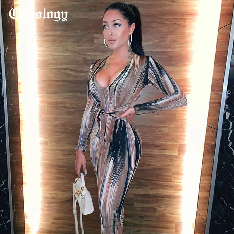 

Chicology краситель для галстука волна принтом принт зашнуровать миди платье платья поатье женское длинным рукавом Лонгслив сексуальные 2019 на ...