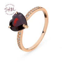 skm vintage garnet rings for women 14k rose gold heart shape designer engagement rings luxury fine jewelry
