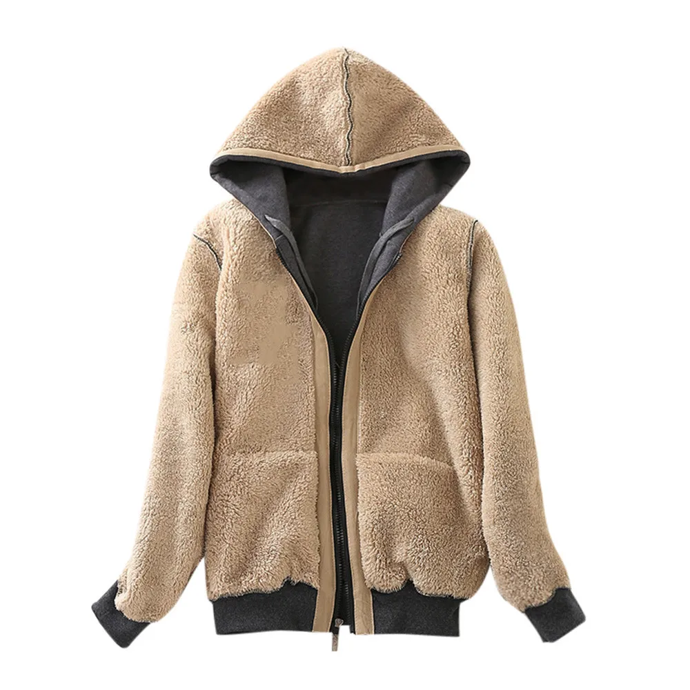 

Women Casual Winter Warm Coat Sherpa Lined Zip Up Hooded Sweatshirt Autumn Jacket Coat Fleece Hoodie Sweatshirt Zip Up Sweter