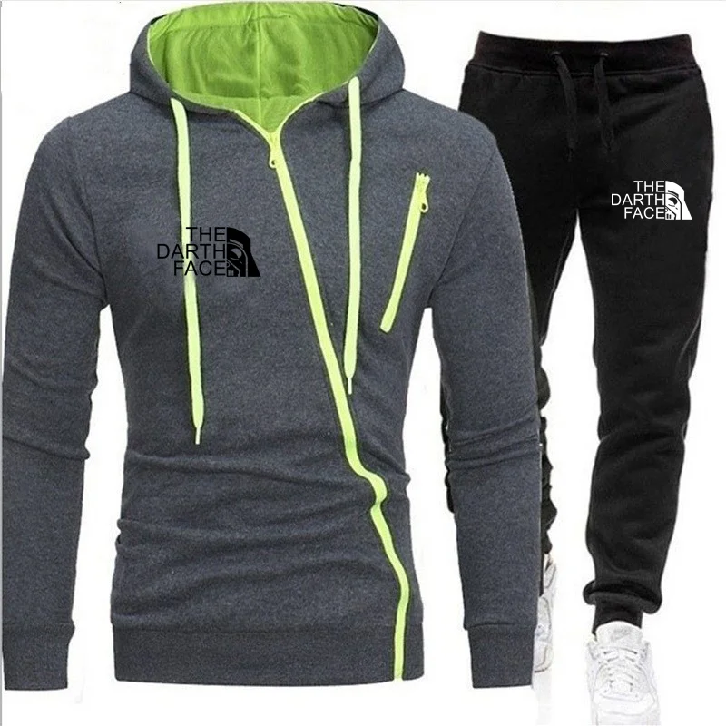 

2021 Spring And Autumn Newest Men's Sweatshirt Hooded Sportswear Two-piece Zipper Hoodie Casual Comfortable Men's Suit S-3XL