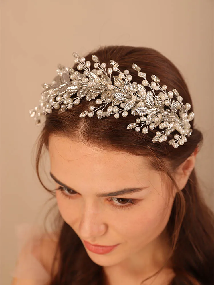 Модный роскошный женский головной убор из металлического сплава в виде листа