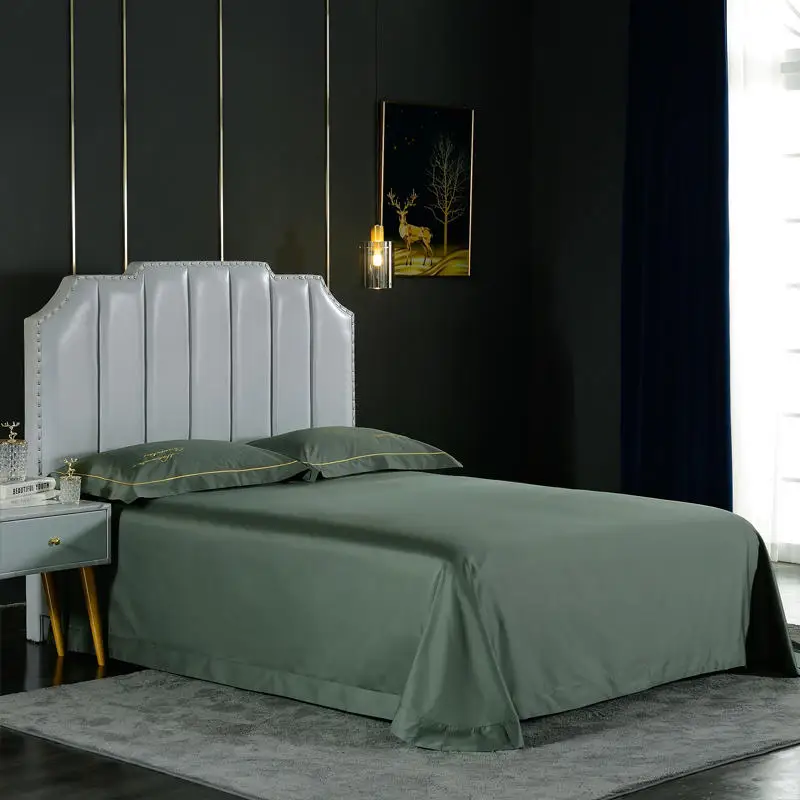 Простыня мягкая однотонная с вышивкой 100% хлопок 1 шт. + наволочки 2