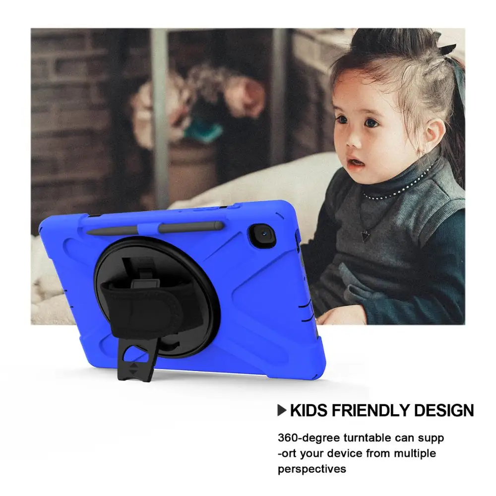 

For Samsung Galaxy Tab S6 Lite 10.4 Case Cover 360 Rotatable Shockproof Case P610 P615 SM-P610 SM-P615 Funda Hand Shoulder Strap