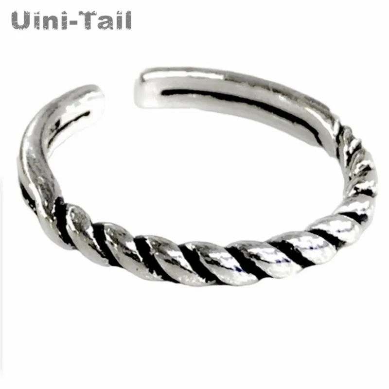 

Кольцо UiniTail из серебра 925 пробы, простое и компактное, Незамкнутое
