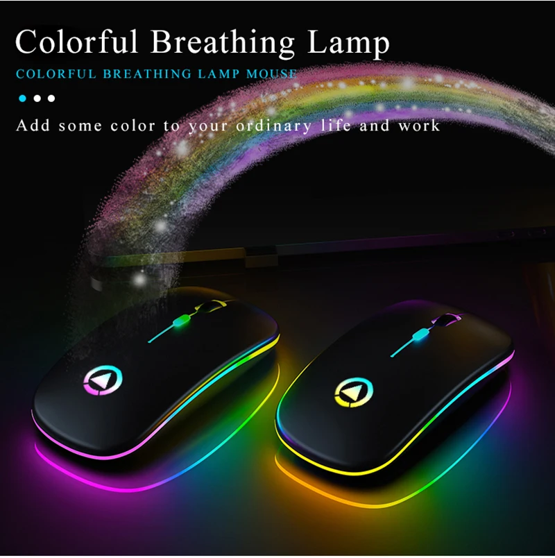Wireless Mouse Silent 1600 DPI Ergonomic Mause Noiseless PC Mute Colorful Glowing Office Chargeable/battery | Компьютеры и офис