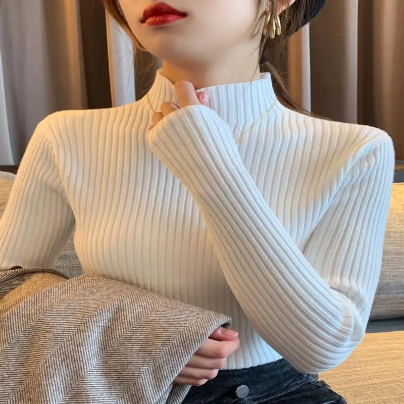 

Semi-turtleneck sweater women's autumn and winter new wear bottoming shirt inside with foreign style thick slim joker sweater