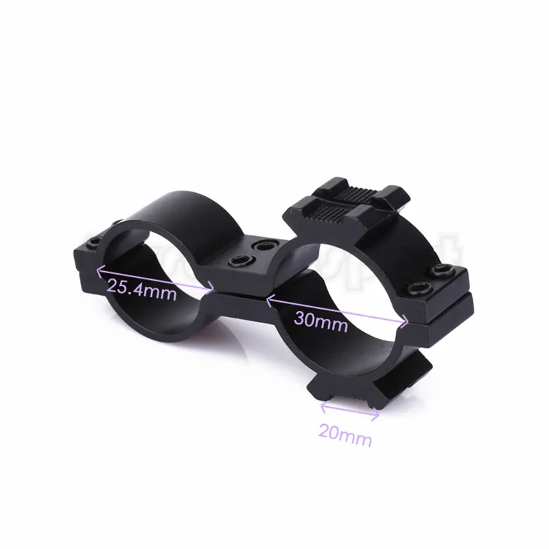 

30mm 25.4mm Dual Scope Ring Double Rings Flashlight Scope Tube Sight Mount 20mm Side Rail for Rifle Tactical Hunting Accessories