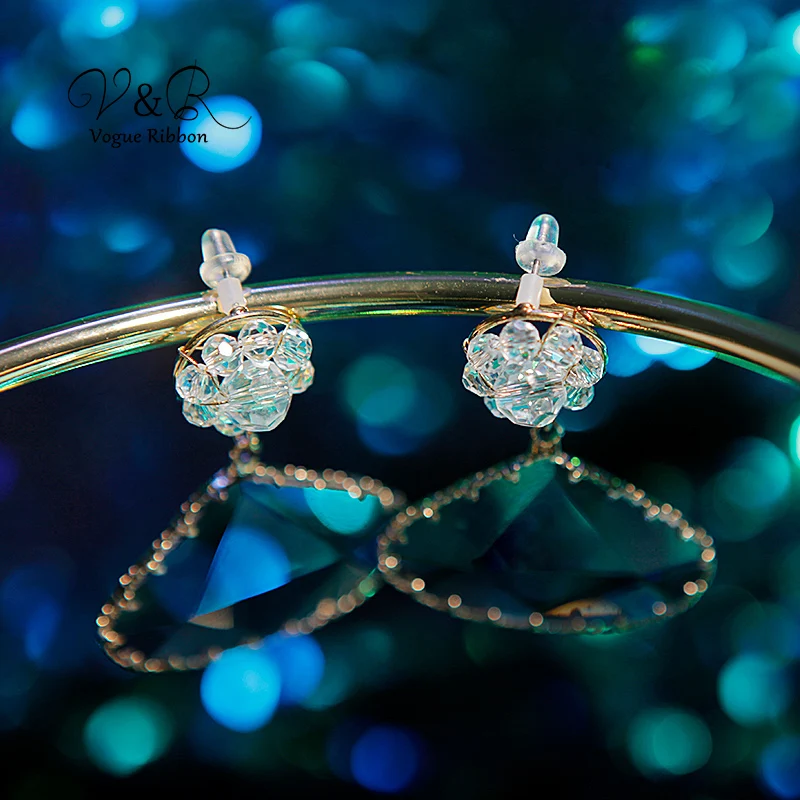 Серьги-Подвески ручной вязки стеклянные серьги-гвоздики с цветными полимерными