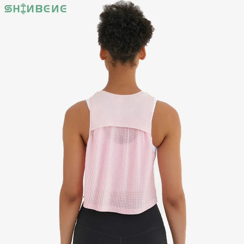 Женский плиссированный топ SHINBENE с высоким воротом для йоги и фитнеса свободная