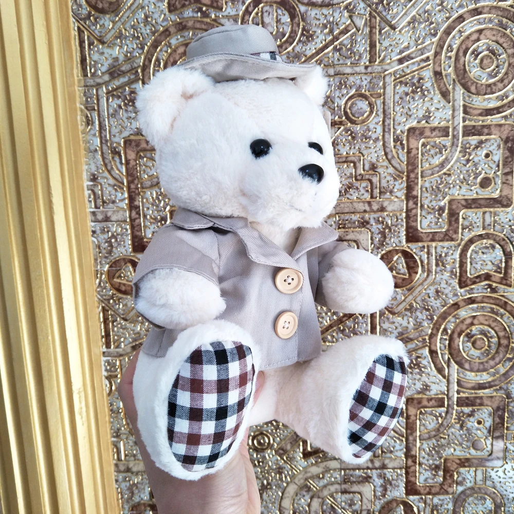 Мультяшный Детский плюшевый игрушечный медведь Тедди коричневый белый для