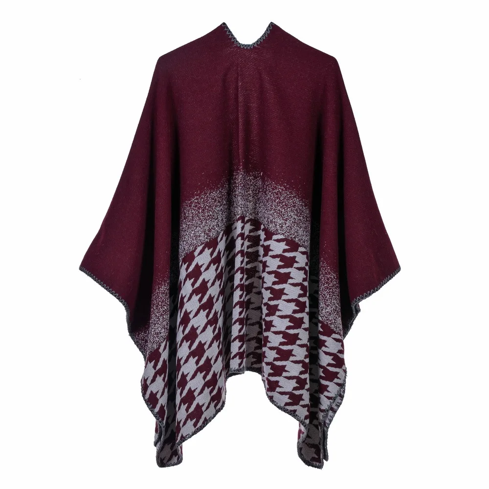 

European Style Popular Cashmere Padded Shawl Cloak Lady Pashmina Gradient Split Versatile Multifunctional Scarf Bufanda