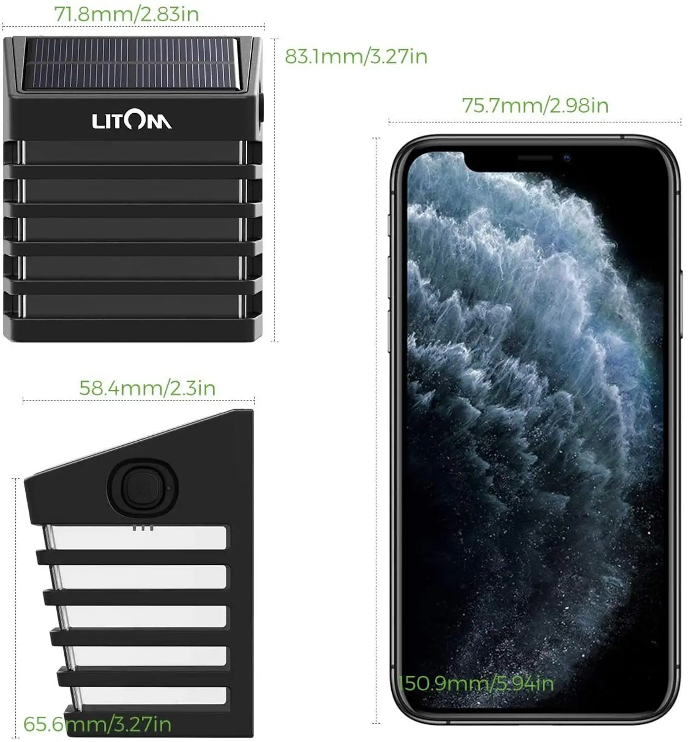 Уличный светодиодный светильник LITOM на солнечной батарее 4/8 шт. 2 режима IP65
