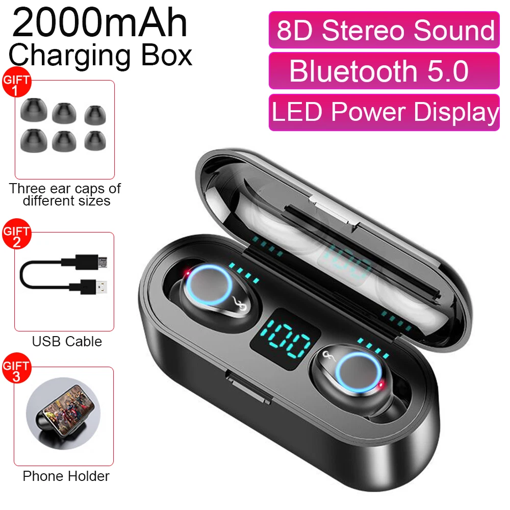 Беспроводные Bluetooth наушники F9 с сенсорным управлением вкладыши ЖК дисплеем и