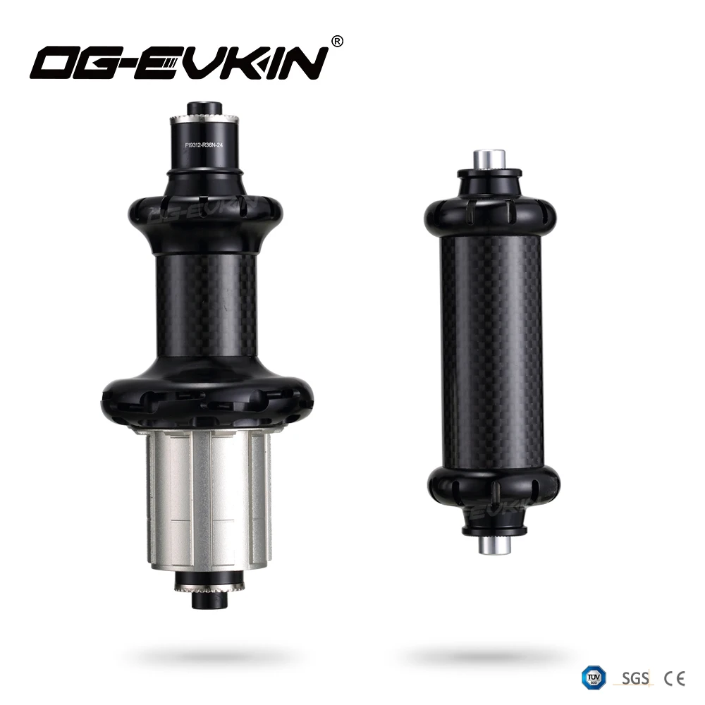OG-EVKIN x Powerway R36 Super Light Road Bike Hubs Carbon Straight Pull Hub V-Brake Front/Rear 20/24H For Bicycle Hubs 10s/11s