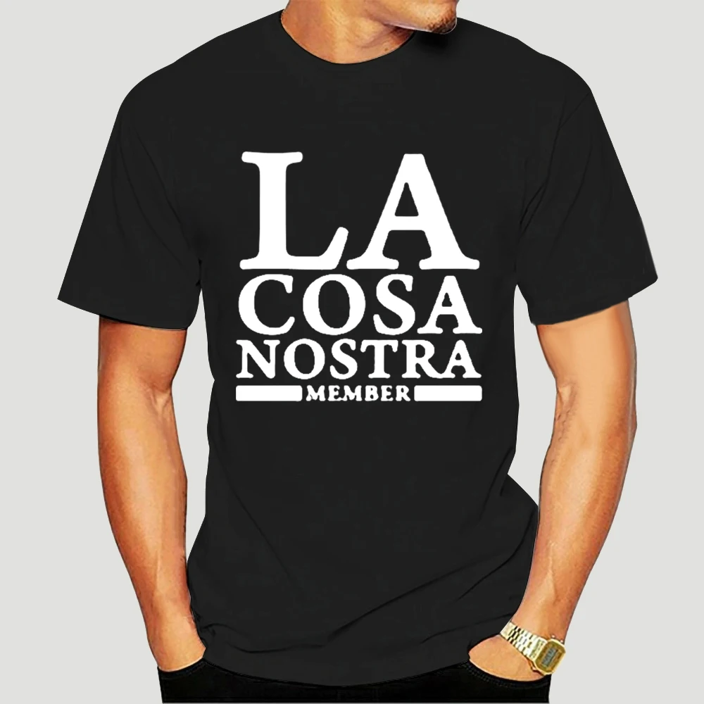 

fashion t-shirt men cotton t shirt LA Cosa Nostra Member Cool Mafia t-shirt in black brand tee-shirt male summer tops 1549F