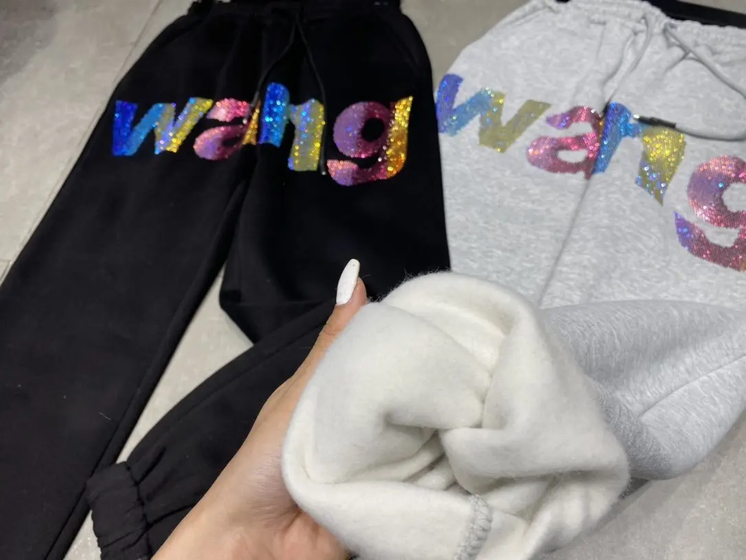 

Diamond Letter Thickening Fleece Women's Casual Pants New Products Autumn Winter Easy Women's New Gradient Hot Color