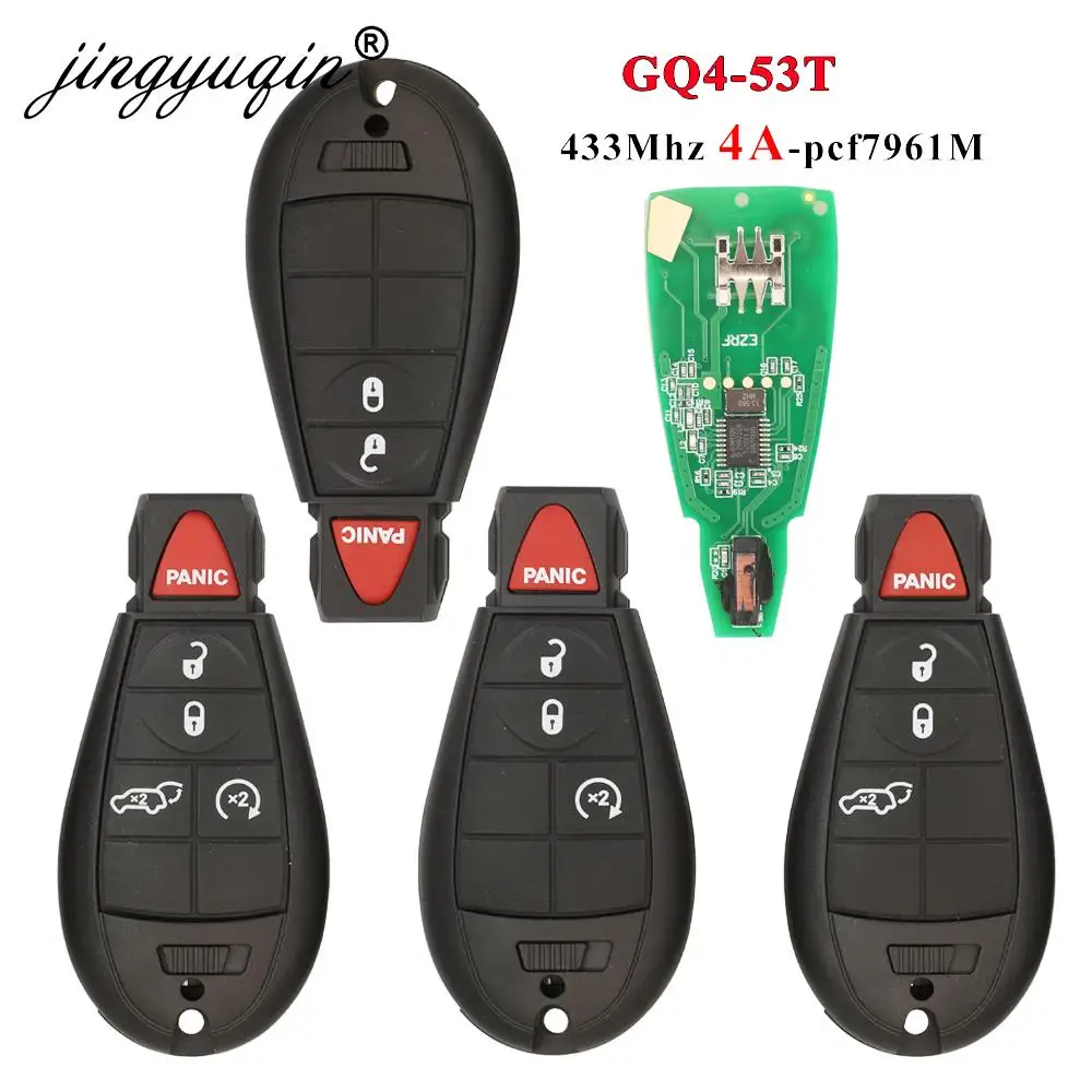Jingyuqin-llave de coche remota GQ4-53T Fobik, Chip 4A de 433MHz para Dodge RAM, Jeep, Cherokee Sport, KL, Chrysler, Town & Country, 2014 +