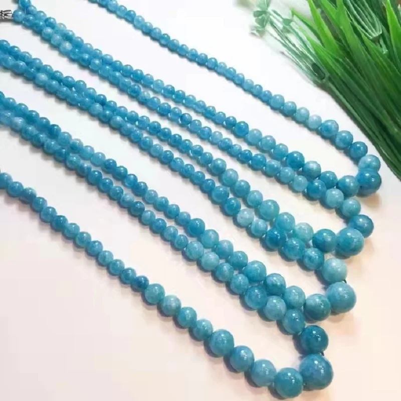 

Ожерелье из натуральных аквамариновых бусин 6-14 мм, чакра, восстанавливающая Растяжка, украшение для дома, каменные бусины, ожерелья