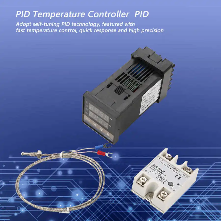 REX C100 0 400 градусов цифровой PID Температура контроллер термостат + 40A релейный выход