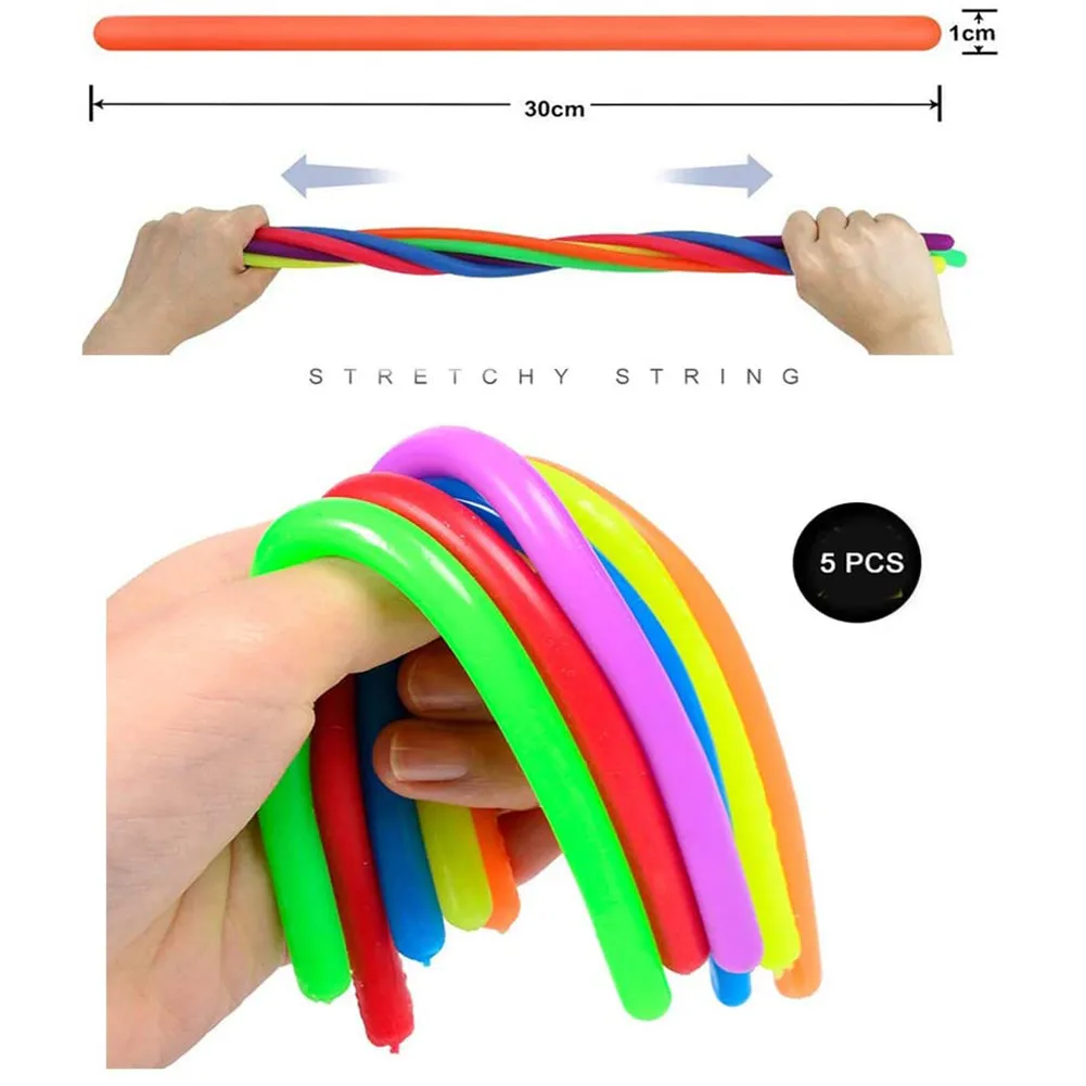 

7 Pack Stretchy String Fidget Sensory Toys Stress Ball Squishes Ball Squeeze Ball Monkey String Ball Squeeze Dinosaur Toys