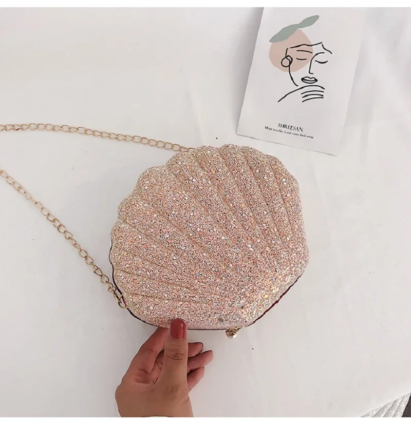 Блестящая мини-сумка через плечо в виде ракушки Корейская маленькая сказочная